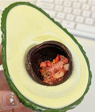 Avocado Shaped Ice Cream With Chocolate Popping Candy