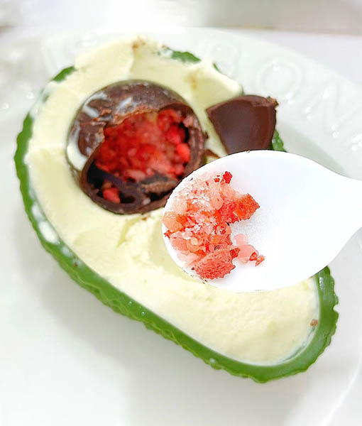 Avocado Shaped Ice Cream With Chocolate Popping Candy